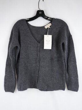 Sezane Barry V-Neck Cardigan In Anthracite Gray - Women's Size Small - NWT